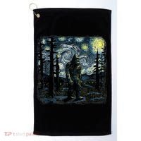 Bigfoot Starry Night Sasquatch Van Gogh Sky Painting Art Golf Towel thumb 0