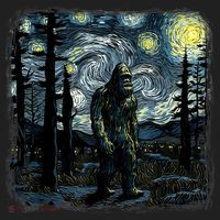 Bigfoot Starry Night Sasquatch Van Gogh Sky Painting Art Golf Towel thumb 3