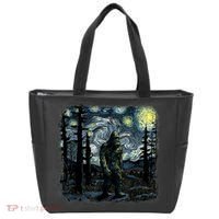 Bigfoot Starry Night Sasquatch Van Gogh Sky Painting Art Tote Bag thumb 0
