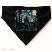 Bigfoot Starry Night Sasquatch Van Gogh Sky Painting USA-Made Doggie Bandana thumb 0