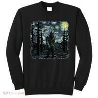 Bigfoot Starry Night Sasquatch Van Gogh Sky Painting Sweatshirt thumb 0
