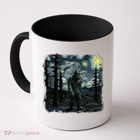 Bigfoot Starry Night Sasquatch Van Gogh Sky Painting Coffee Mug thumb 0