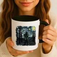 Bigfoot Starry Night Sasquatch Van Gogh Sky Painting Coffee Mug thumb 3