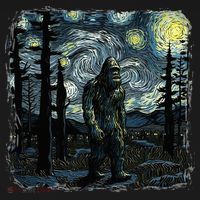 Bigfoot Starry Night Sasquatch Van Gogh Sky Painting Women's Hoodie thumb 2
