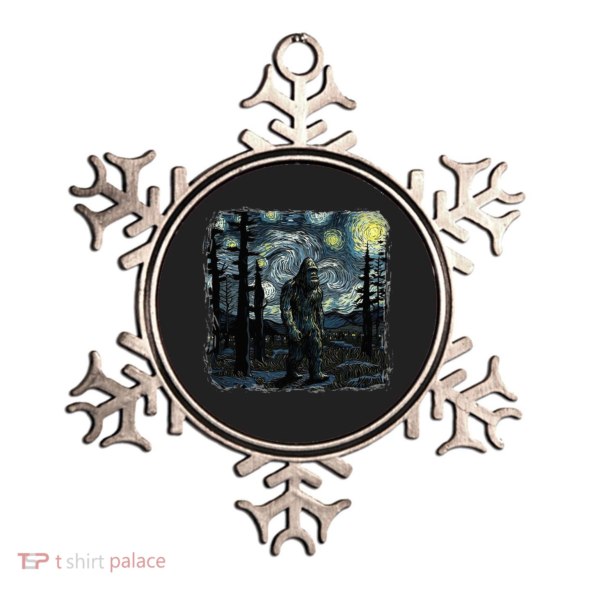 Bigfoot Starry Night Sasquatch Van Gogh Sky Painting Ornament