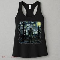 Bigfoot Starry Night Sasquatch Van Gogh Sky Painting Women's Tank Top thumb 3