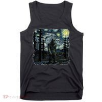 Bigfoot Starry Night Sasquatch Van Gogh Sky Painting Tank Top thumb 0