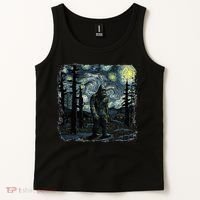 Bigfoot Starry Night Sasquatch Van Gogh Sky Painting Tank Top thumb 2