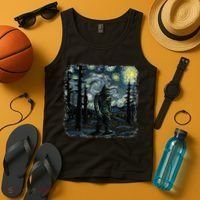 Bigfoot Starry Night Sasquatch Van Gogh Sky Painting Tank Top thumb 4