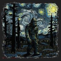 Bigfoot Starry Night Sasquatch Van Gogh Sky Painting Golf Towel thumb 3