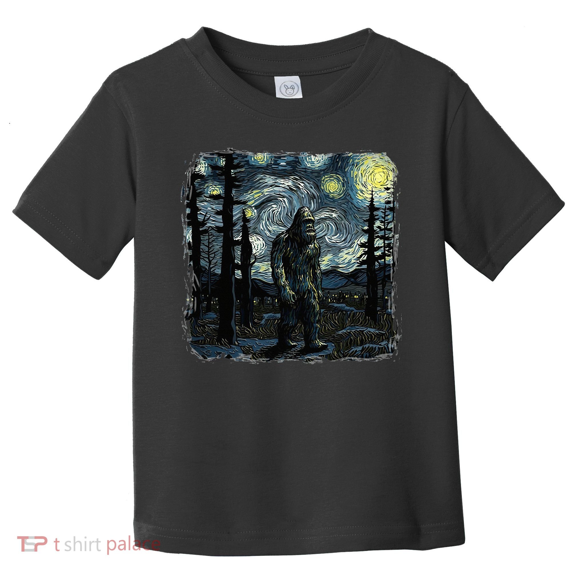 Bigfoot Starry Night Sasquatch Van Gogh Sky Painting Toddler T-Shirt