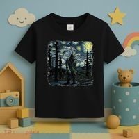 Bigfoot Starry Night Sasquatch Van Gogh Sky Painting Toddler T-Shirt thumb 3