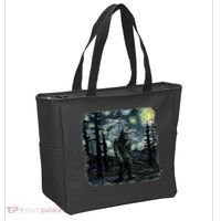 Bigfoot Starry Night Sasquatch Van Gogh Sky Painting Tote Bag thumb 2