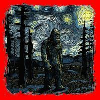 Bigfoot Starry Night Sasquatch Van Gogh Sky Painting Santa Hat thumb 1