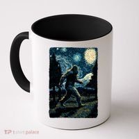 Bigfoot Starry Night Sasquatch Van Gogh Sky Painting Art Coffee Mug thumb 0
