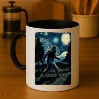 Bigfoot Starry Night Sasquatch Van Gogh Sky Painting Art Coffee Mug thumb 4