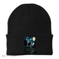 Bigfoot Starry Night Sasquatch Van Gogh Sky Painting Art Beanie thumb 0