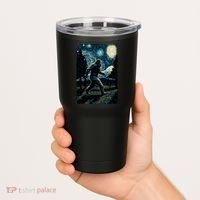 Bigfoot Starry Night Sasquatch Van Gogh Sky Painting Art Tumbler thumb 2