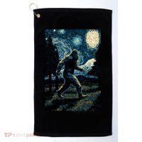 Bigfoot Starry Night Sasquatch Van Gogh Sky Painting Art Golf Towel thumb 0