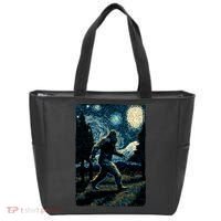 Bigfoot Starry Night Sasquatch Van Gogh Sky Painting Art Tote Bag thumb 0