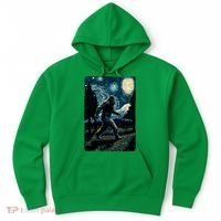 Bigfoot Starry Night Sasquatch Van Gogh Sky Painting Art Hoodie thumb 0