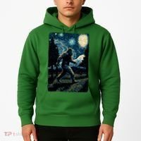 Bigfoot Starry Night Sasquatch Van Gogh Sky Painting Art Hoodie thumb 2