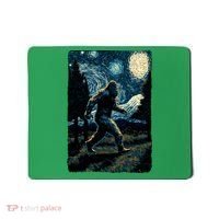 Bigfoot Starry Night Sasquatch Van Gogh Sky Painting Art Mousepad thumb 0