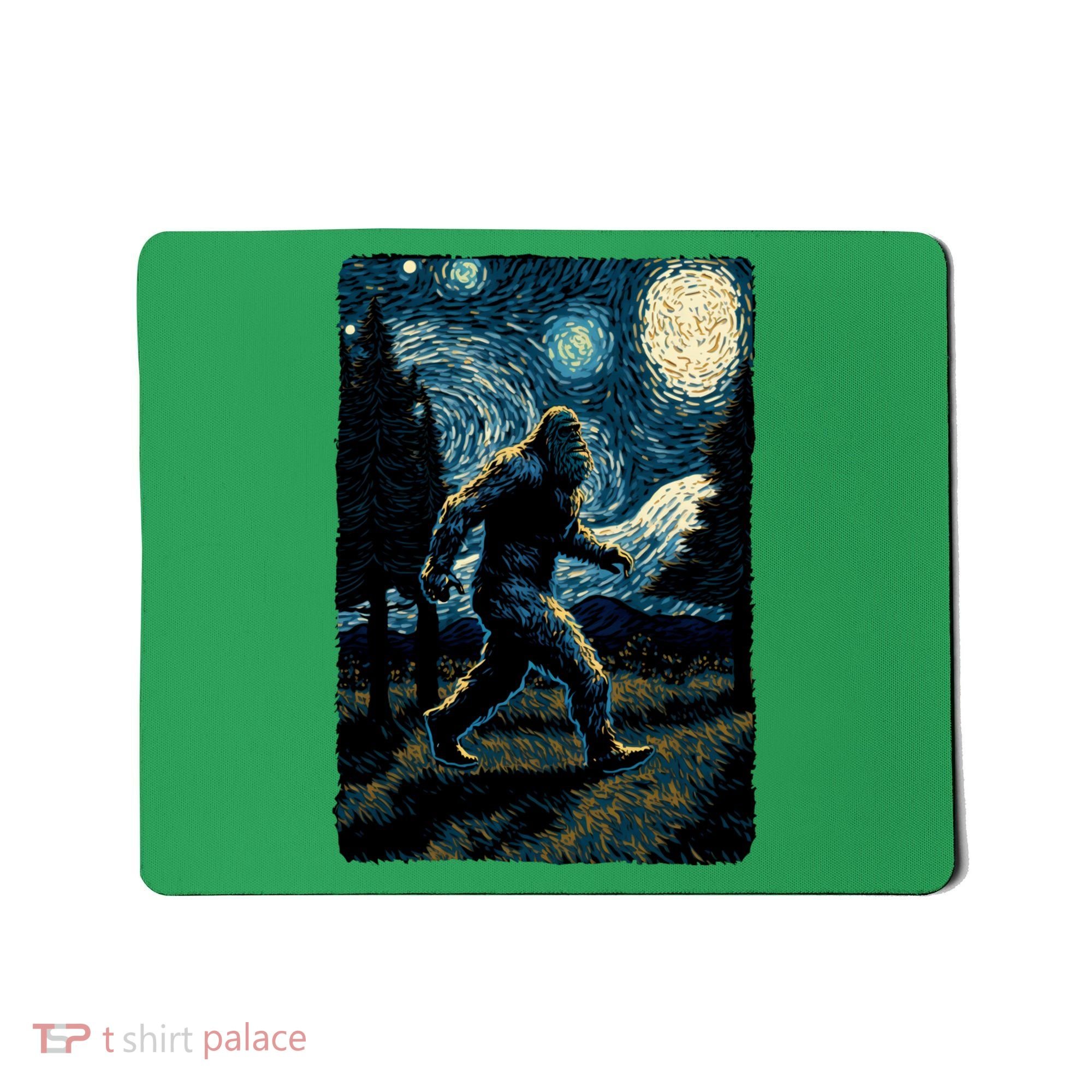 Bigfoot Starry Night Sasquatch Van Gogh Sky Painting Art Mousepad