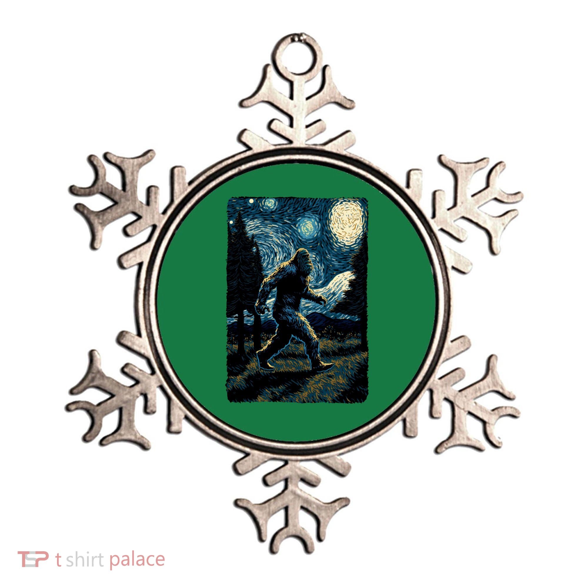 Bigfoot Starry Night Sasquatch Van Gogh Sky Painting Art Ornament