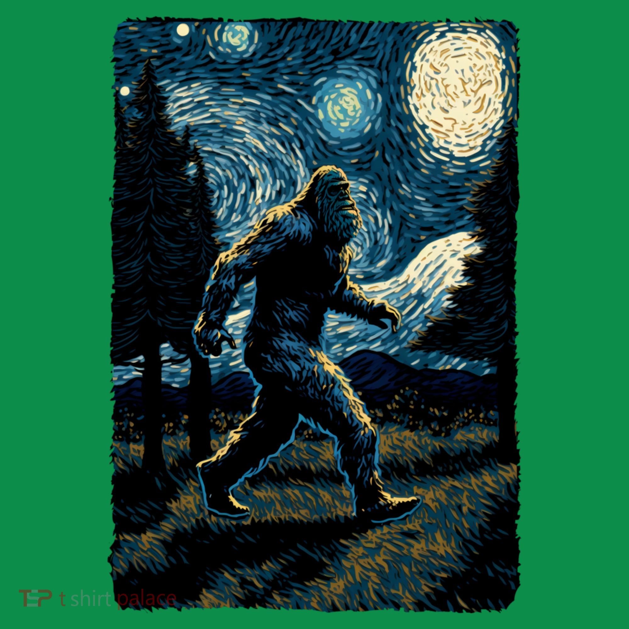 Bigfoot Starry Night Sasquatch Van Gogh Sky Painting Art Baby Bodysuit