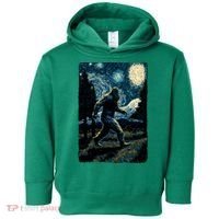 Bigfoot Starry Night Sasquatch Van Gogh Sky Painting Art Toddler Hoodie thumb 0