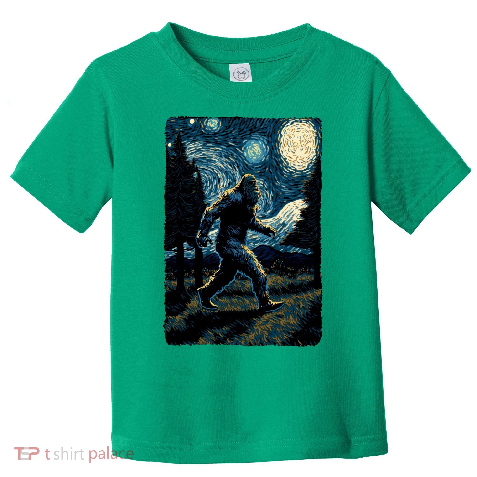 Bigfoot Starry Night Sasquatch Van Gogh Sky Painting Art Toddler T-Shirt