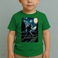 Bigfoot Starry Night Sasquatch Van Gogh Sky Painting Art Toddler T-Shirt thumb 2