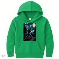 Bigfoot Starry Night Sasquatch Van Gogh Sky Painting Art Kids Hoodie thumb 0