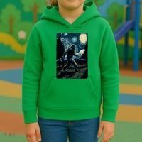 Bigfoot Starry Night Sasquatch Van Gogh Sky Painting Art Kids Hoodie thumb 3