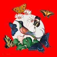 Butterfly Spring Nature Santa Hat thumb 1