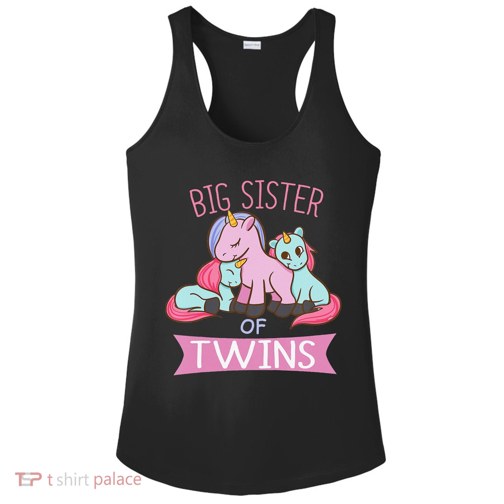 Big Sister of Twins Unicorn Twin Ladies PosiCharge Competitor Racerback Tank