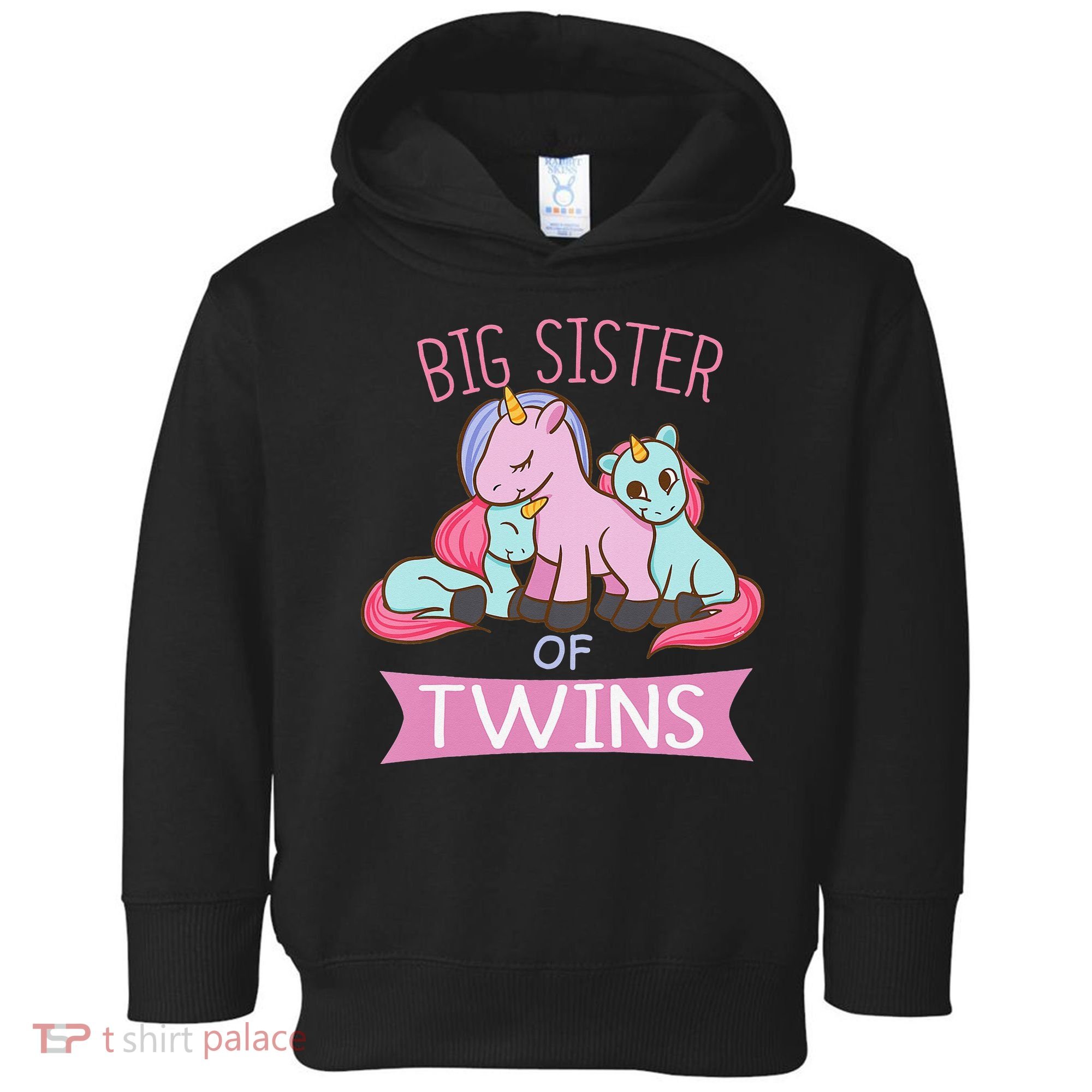 Big Sister of Twins Unicorn Twin Toddler Hoodie