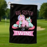 Big Sister of Twins Unicorn Twin Golf Towel thumb 1