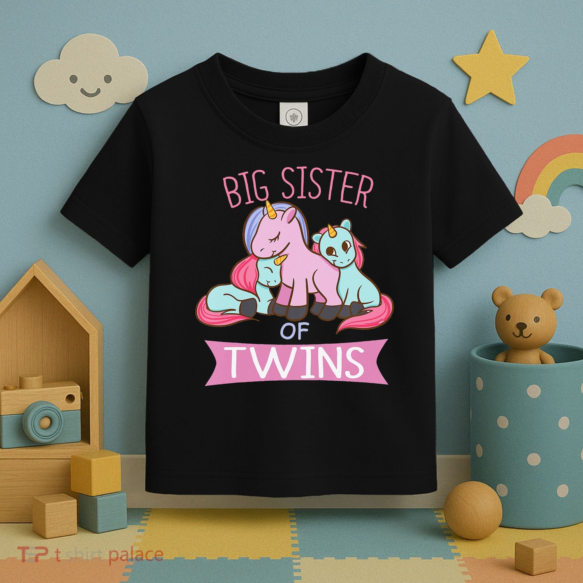 Big Sister of Twins Unicorn Twin Toddler T-Shirt