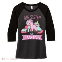 Big Sister of Twins Unicorn Twin Women's Tri-Blend 3/4-Sleeve Raglan Shirt thumb 0