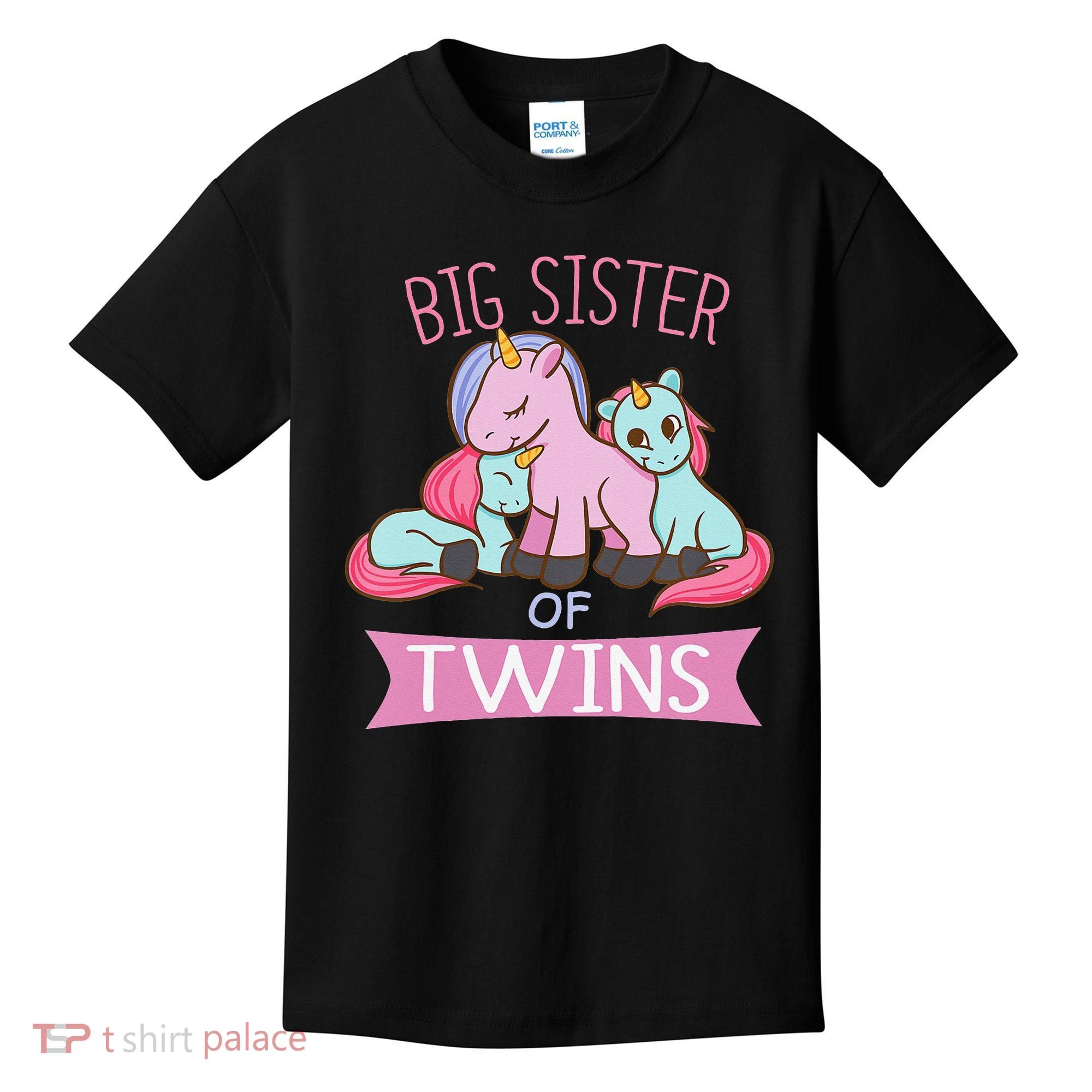 Big Sister of Twins Unicorn Twin Kids T-Shirt