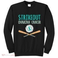 Baseball Strikeout Ovarian Cancer Teal Awareness Sweatshirt thumb 0