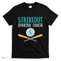 Baseball Strikeout Ovarian Cancer Teal Awareness T-Shirt thumb 0