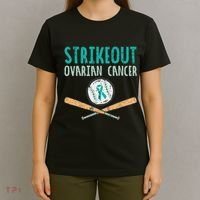 Baseball Strikeout Ovarian Cancer Teal Awareness T-Shirt thumb 4