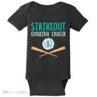Baseball Strikeout Ovarian Cancer Teal Awareness Baby Bodysuit thumb 0