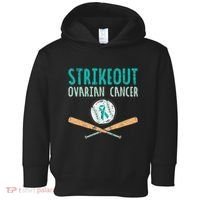 Baseball Strikeout Ovarian Cancer Teal Awareness Toddler Hoodie thumb 0