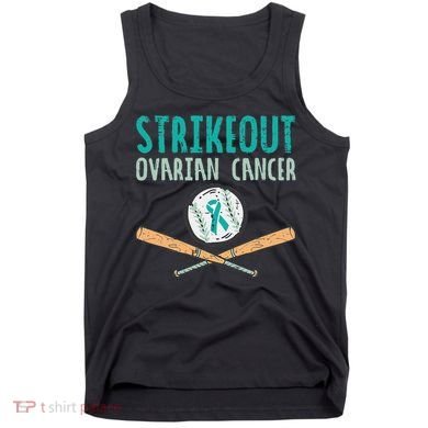 Baseball Strikeout Ovarian Cancer Teal Awareness Tank Top