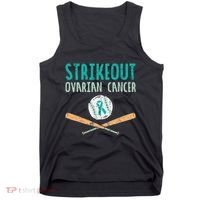 Baseball Strikeout Ovarian Cancer Teal Awareness Tank Top thumb 0