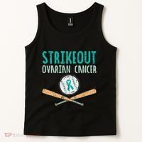 Baseball Strikeout Ovarian Cancer Teal Awareness Tank Top thumb 2